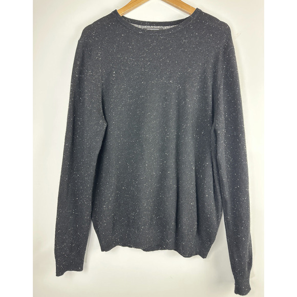Nordstrom Men's Shop 100% Cashmere LS Crew Neck Sweater Black Speckled Medium - Picture 11 of 12